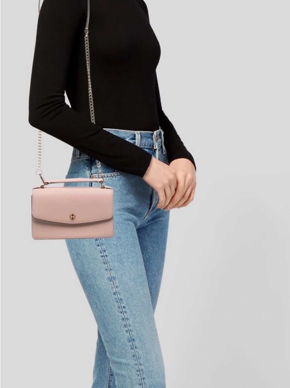 Tory Burch Powder Pink Leather Top-Handle Crossbody with Gold Hardware - Picture 5 of 14